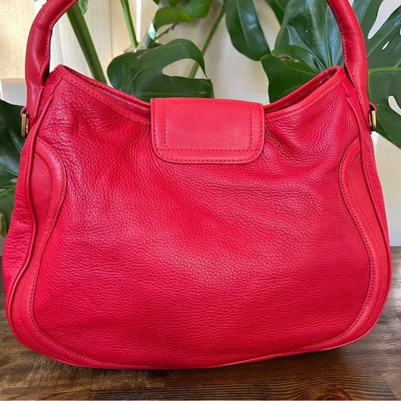 Tory Burch Edye $525 Red Leather Hobo Crossbody